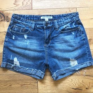 Distressed Denim Boyfriend Shorts